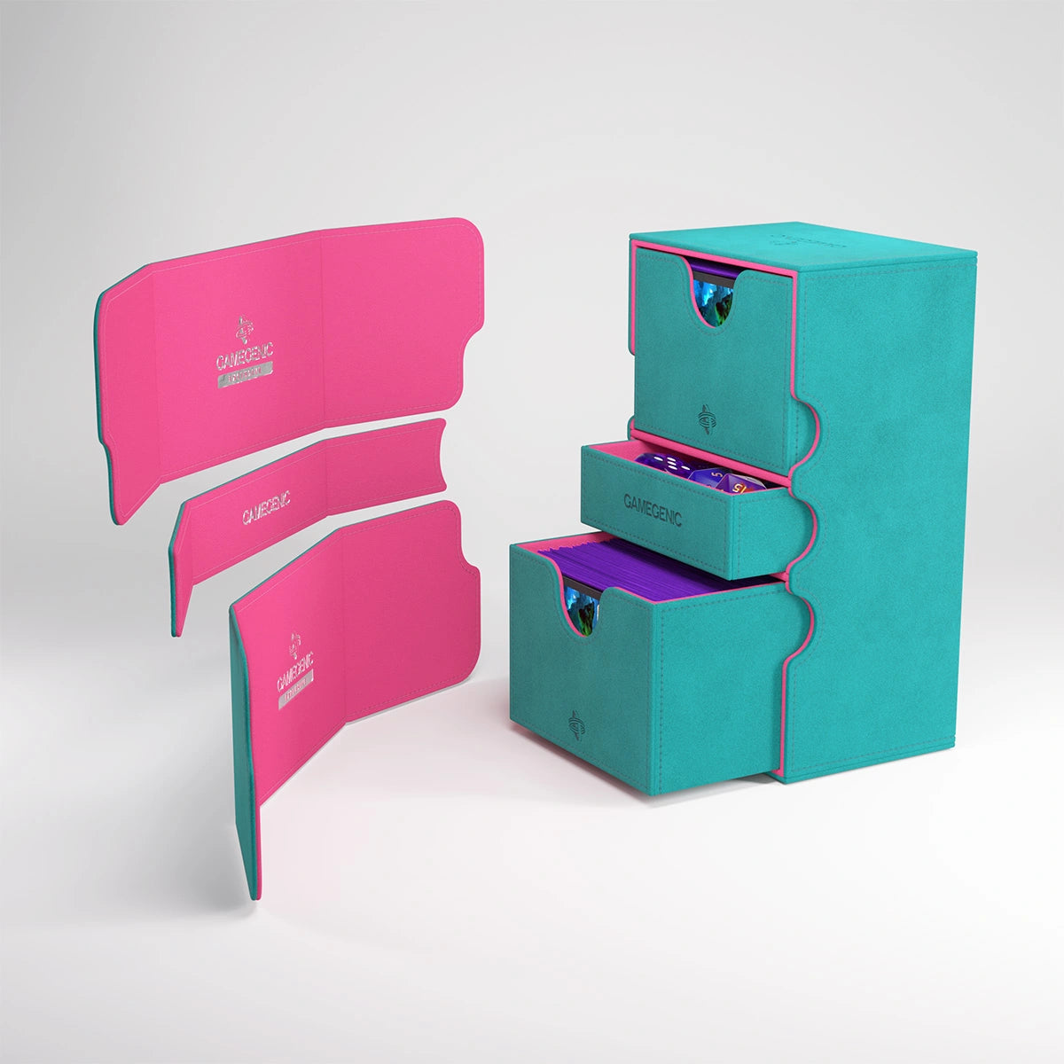 Deck Box - Gamegenic Stronghold 200+XL Convertible - Teal / Pink