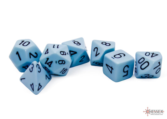 Accessoires - Chessex Dice Set Opaque Poly Pastel - Blue / Black (7 dice set)