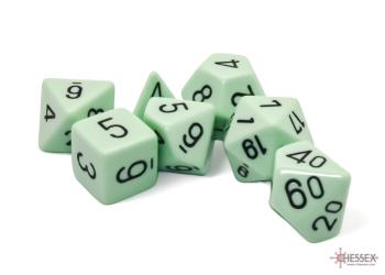 Accessoires - Chessex Dice Set Opaque Poly Pastel - Green / Black (7 dice set)
