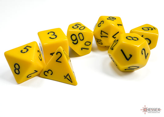 Accessoires - Chessex Dice Set Opaque Poly Pastel - Yellow / Black (7 dice set)