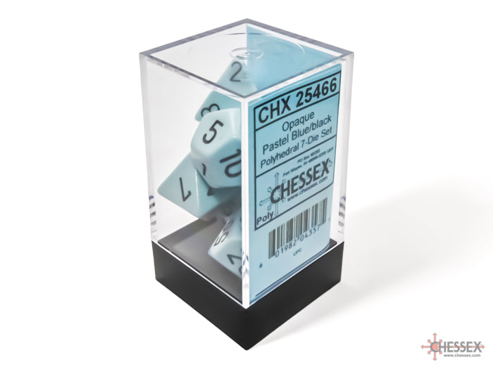 Accessoires - Chessex Dice Set Opaque Poly Pastel - Blue / Black (7 dice set)
