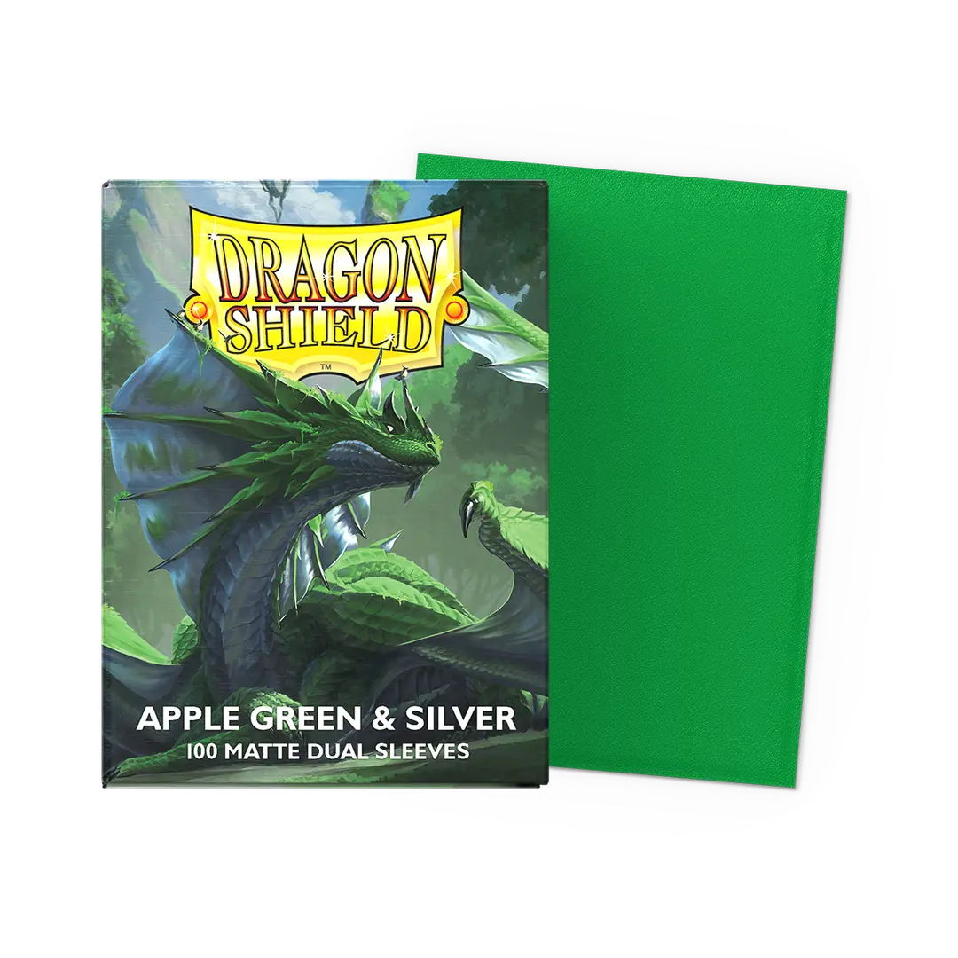 Dragon Shield | Matte Dual Sleeves | Apple Green & Silver