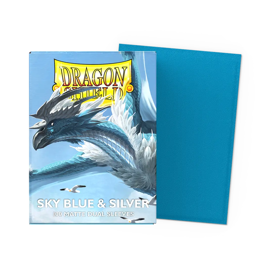 Dragon Shield | Matte Dual Sleeves | Sky Blue & Silver