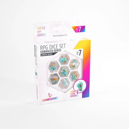 Accessoires - Gamegenic Embraced Dice Set - Green Skull (7 dice set)