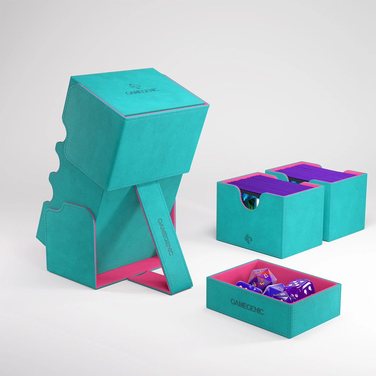 Deck Box - Gamegenic Stronghold 200+XL Convertible - Teal / Pink